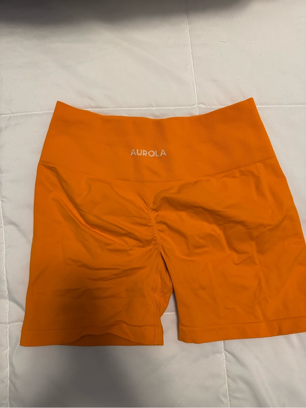 Aurola Women's High-Rise Orange Bike Shorts